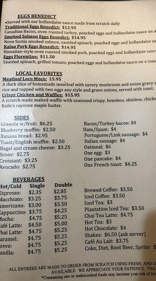 Cafe Kaila Menu: Honolulu's Top Breakfast Spots