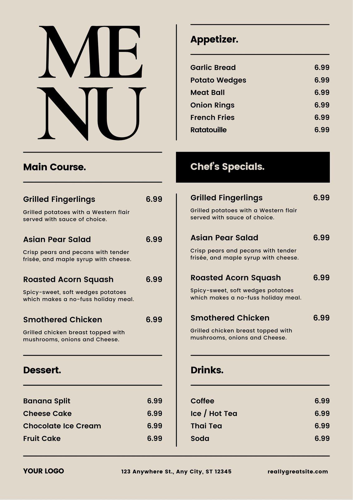 Free Cafe Menu Templates To Customize