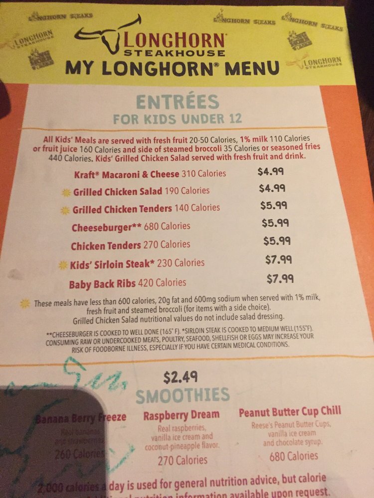 Longhorn Restaurant Menu Nutrition Besto Blog