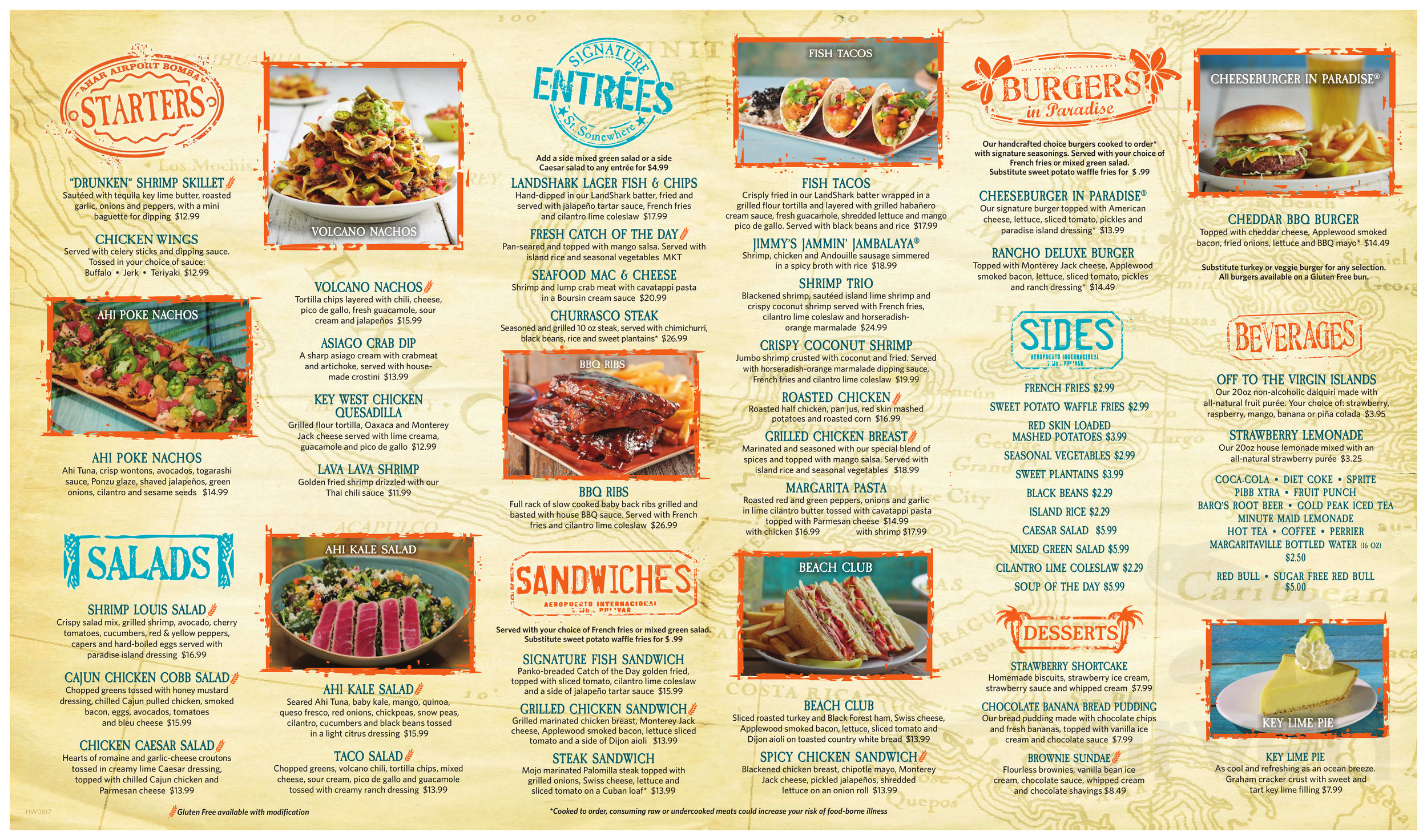 Margaritaville Restaurant Menu In Hollywood Beach Florida