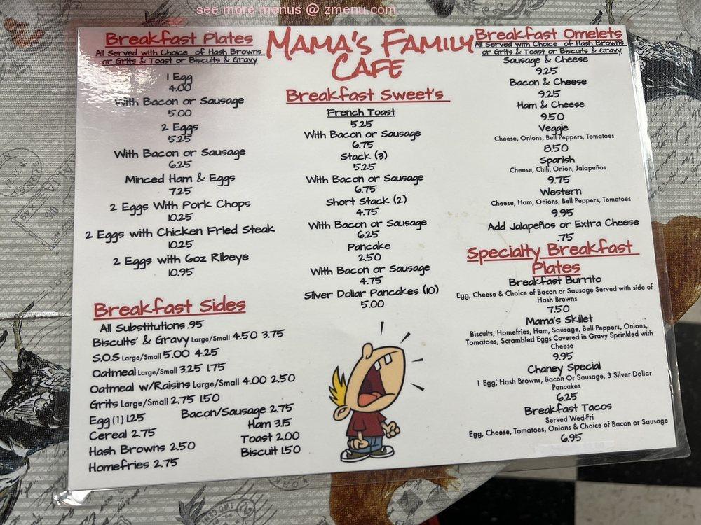 Menu At Mama S Family Cafe Quinlan E Quinlan Pkwy