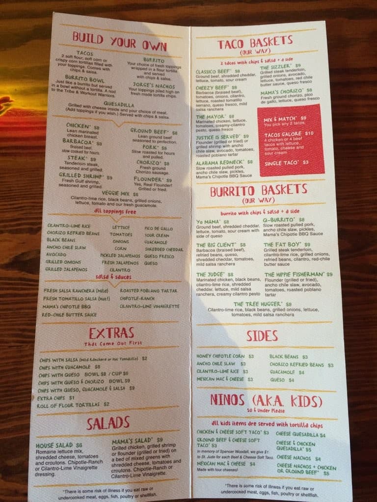 Menu At Taco Mama Huntsville Restaurant Huntsville 301 Pelham Ave Sw