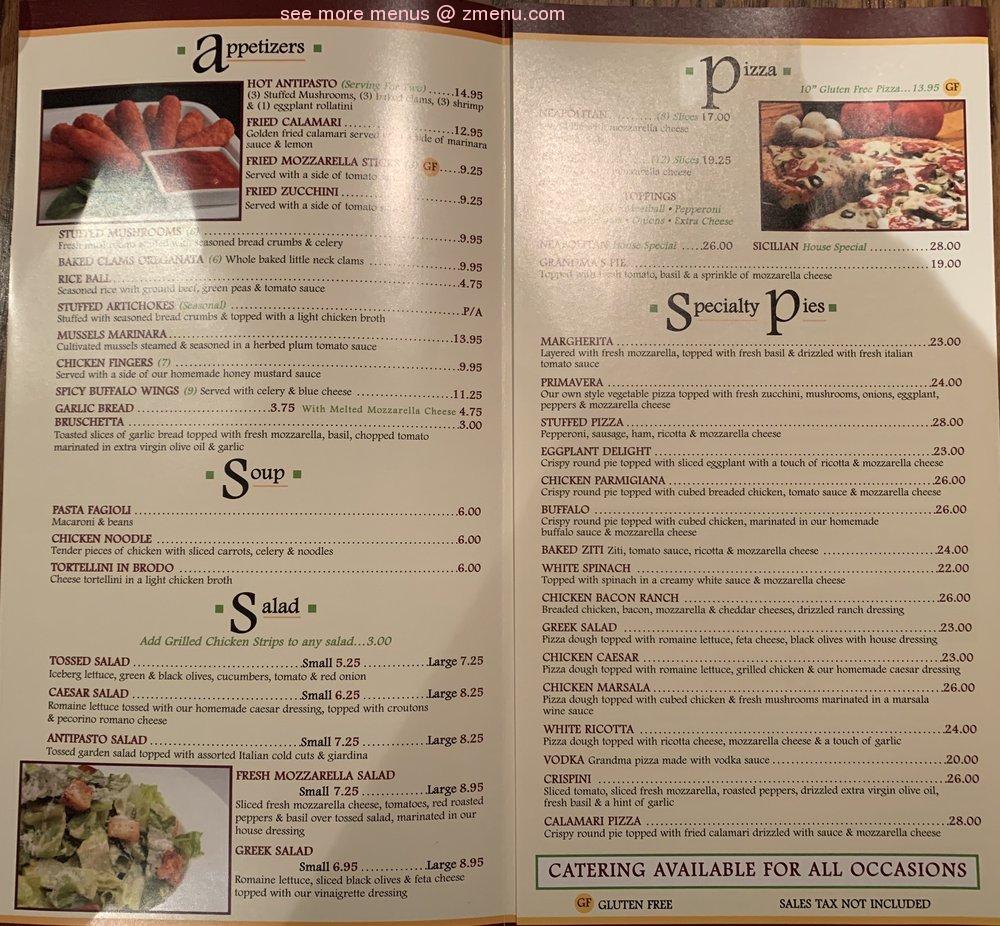 Menu Cafe Gia Italian Restaurant