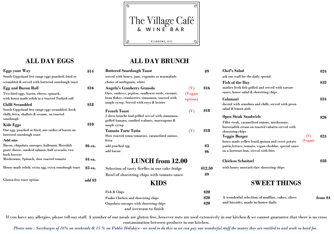 Menu Villagecafe