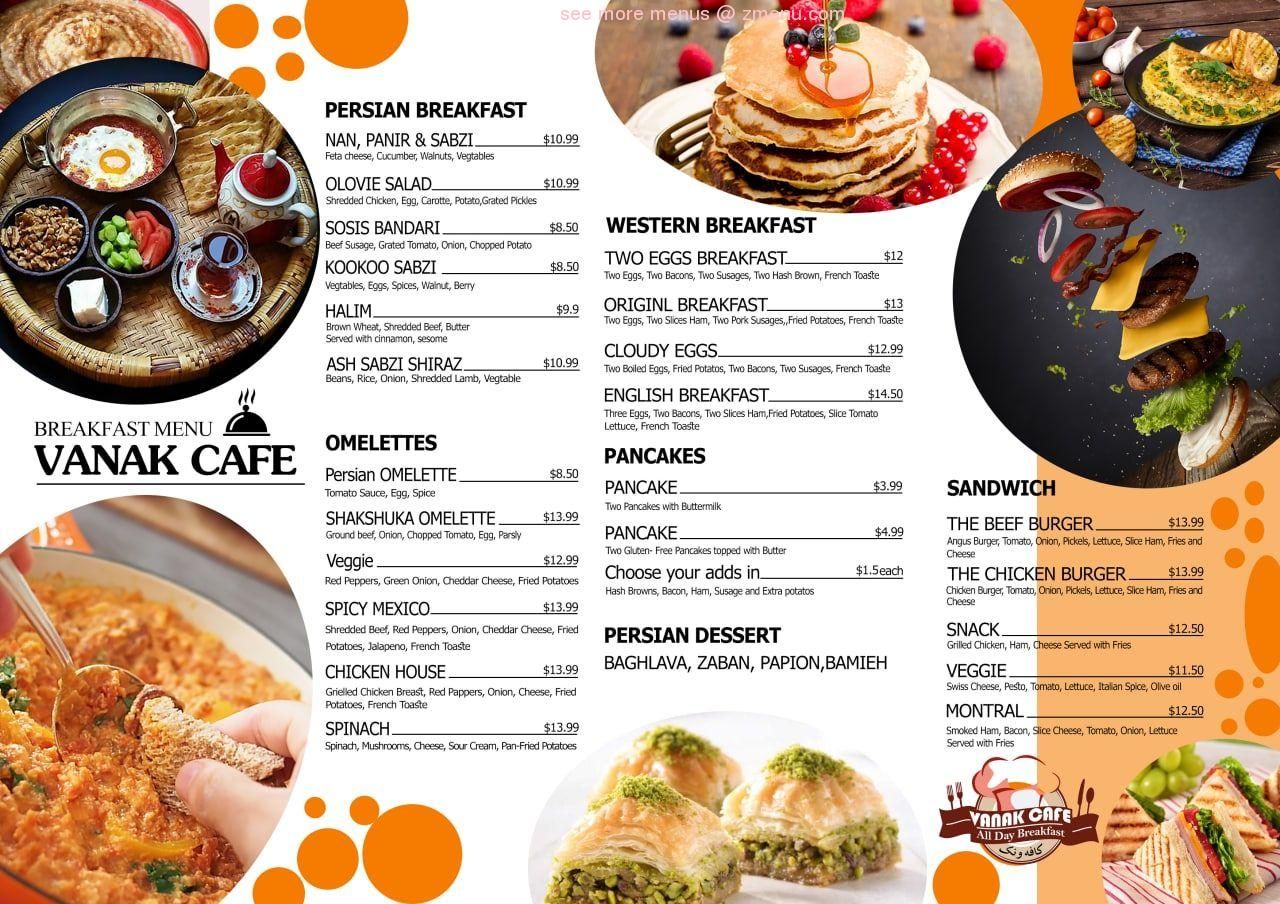 Online Menu Of Vanak Cafe Restaurant Edmonton Alberta T6e 1Z2 Zmenu