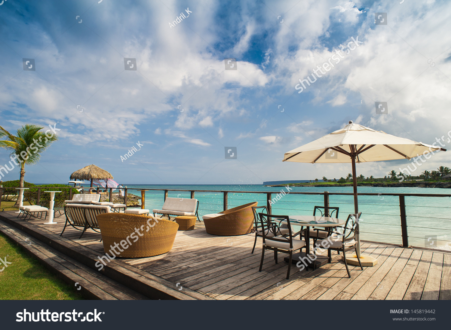 Outdoor Restaurant Beach Cafe On Beach Stock Photo Edit Now 145819442