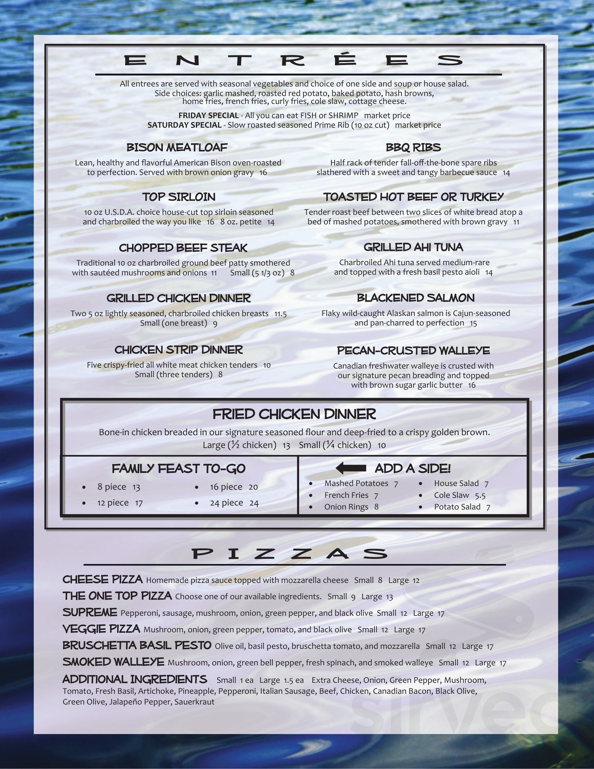 Shoreline Restaurant Bar And Bowl Menu In Battle Lake Minnesota Usa