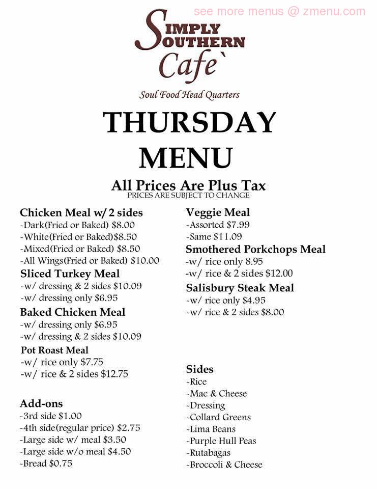 Southern Cafe Menu Options Explained