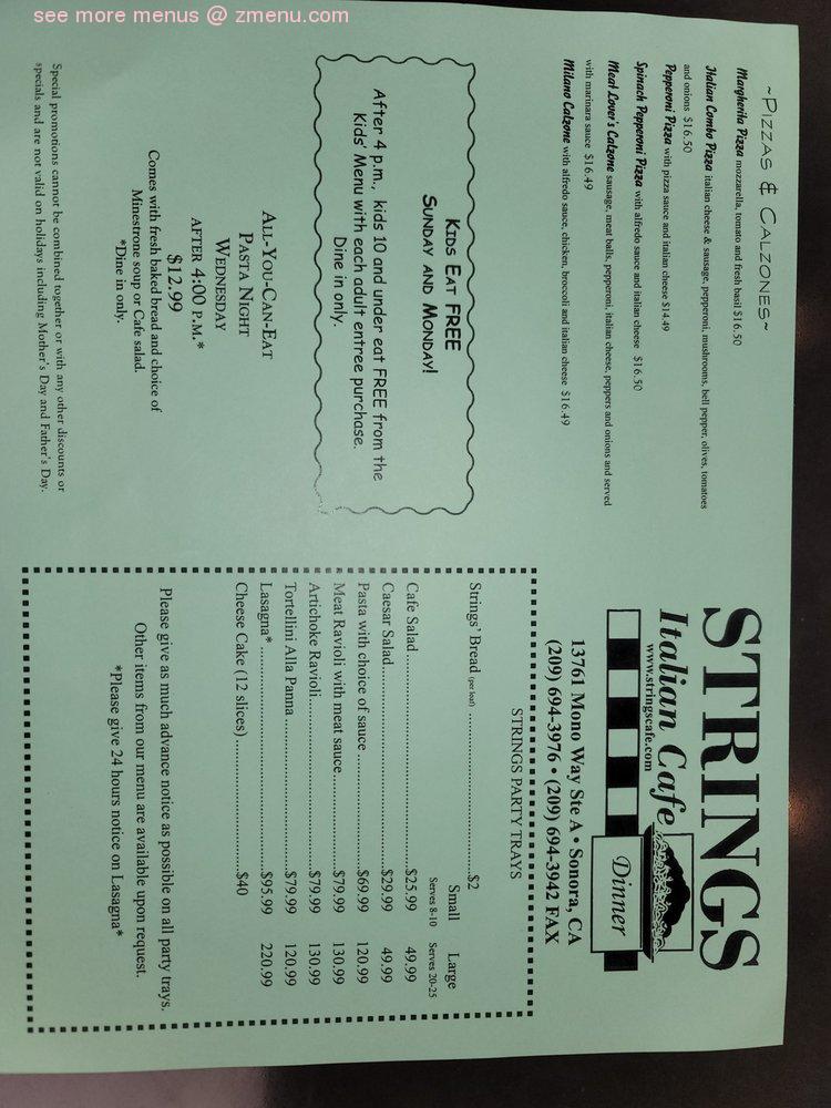 Strings Italian Cafe In Jackson Restaurant Menu And Reviews