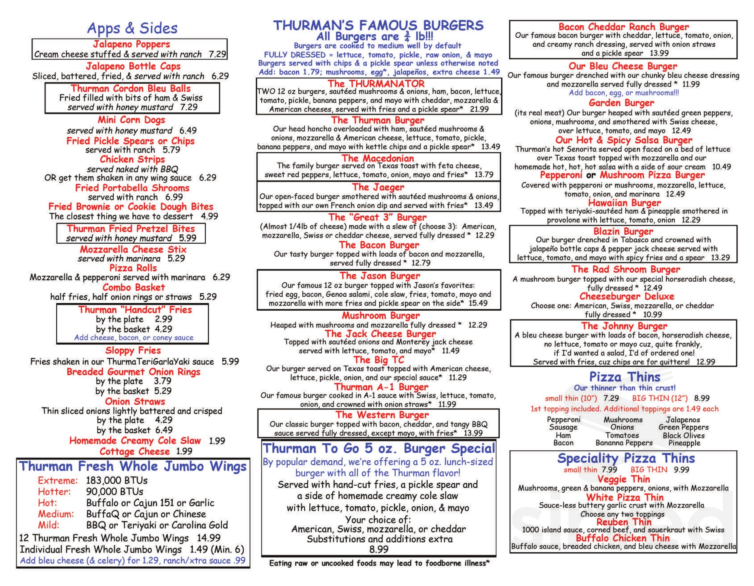 The Thurman Cafe Menu In Columbus Ohio Usa