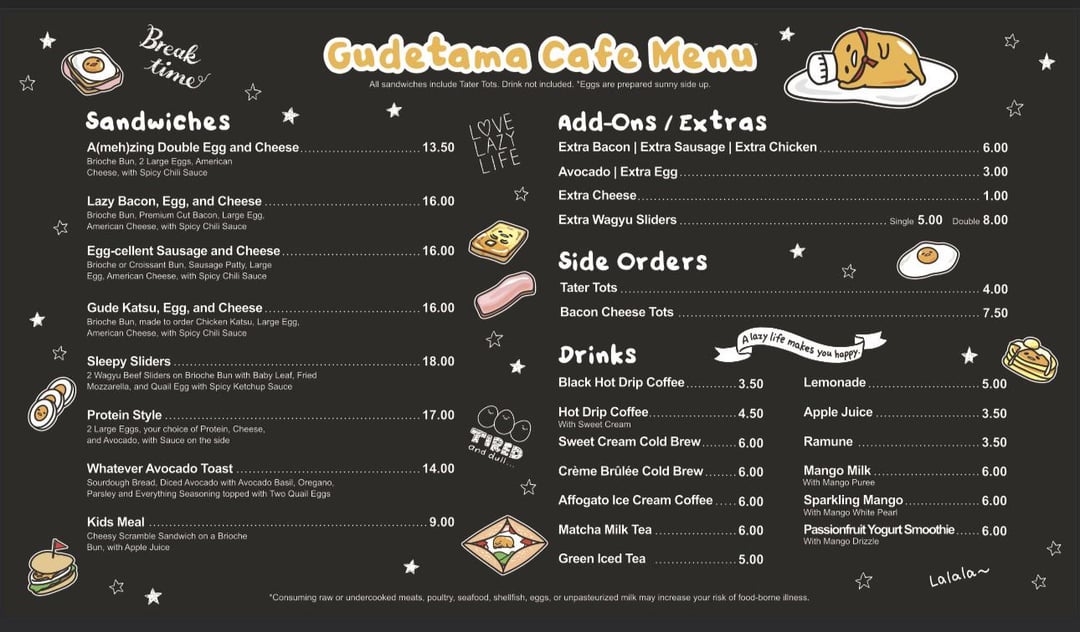 What's On Gudetama Cafe Menu? Exclusive Items