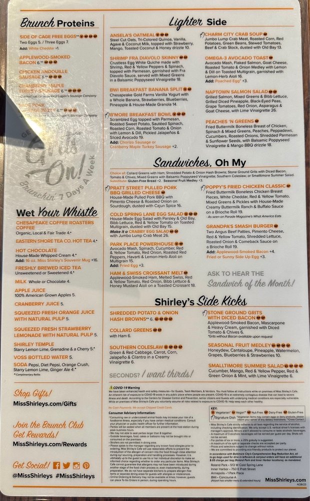 What's On Miss Shirley's Cafe Menu? Breakfast Options